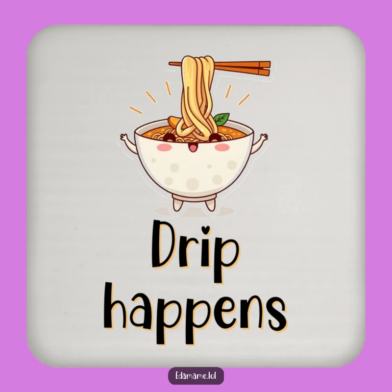 Funny Ramen Bowl Dancing Noodles Coaster Set: Protect Surfaces with Humor Gift