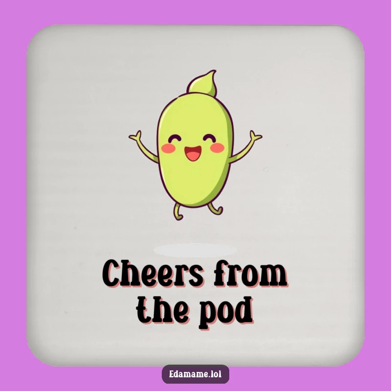 Funny Smiling Edamame Jump Coasters - Protect Surfaces Fun!