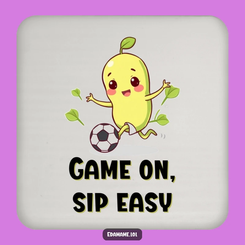 Funny Edamame Soccer Coaster Set: Happy Bean Drink Protection, Perfect Funny Gift