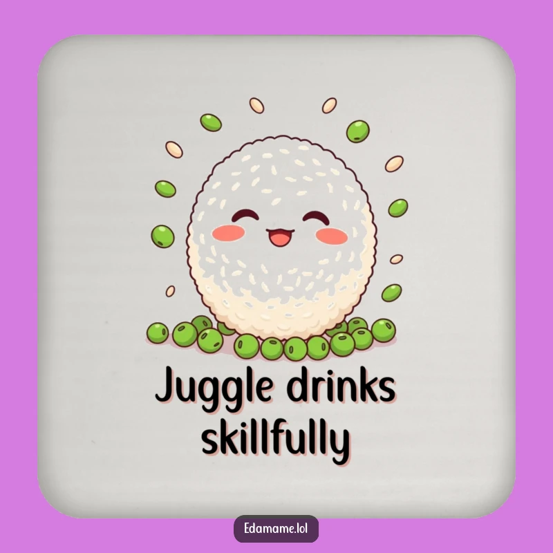 Funny Juggling Rice Ball Coaster: Protect Surfaces with Cheerful Style