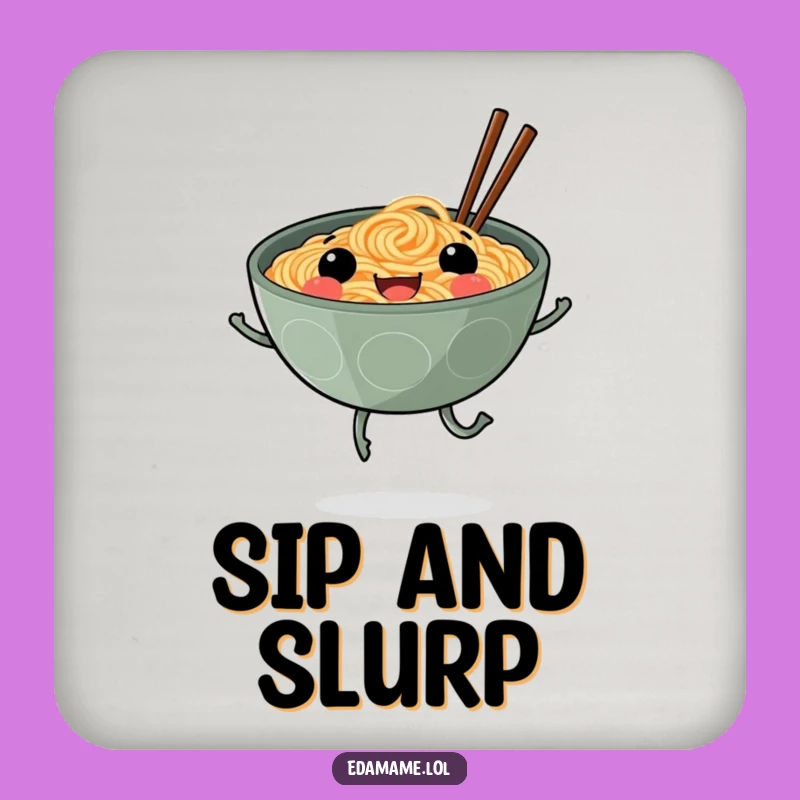 Funny Smiling Ramen Legs Coaster Protect Surfaces with Noodle Joy