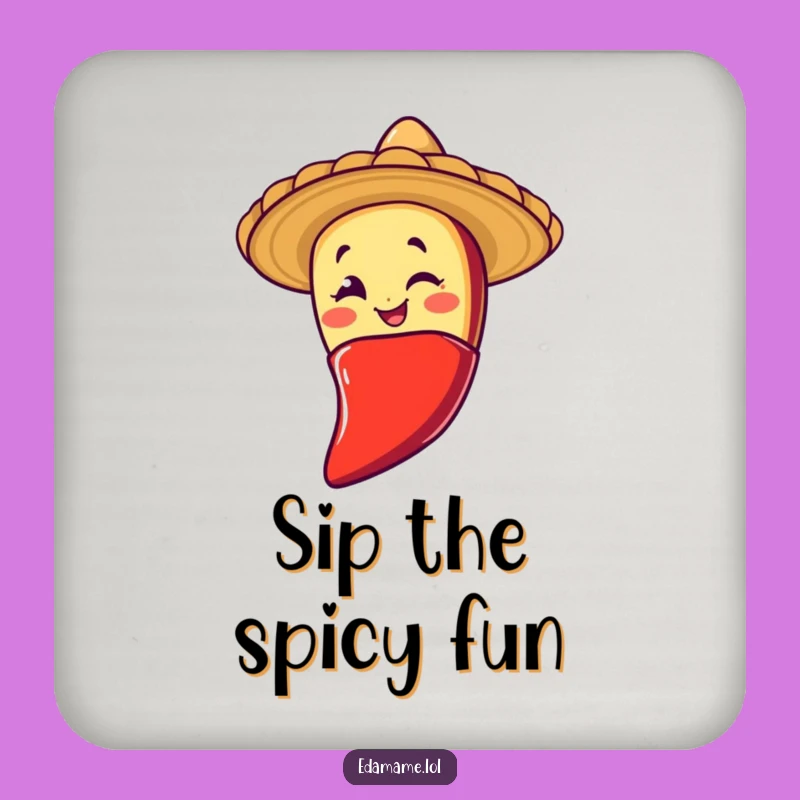 Funny Winking Taco Chili Slide Coaster Protect Surfaces with Zesty Fun