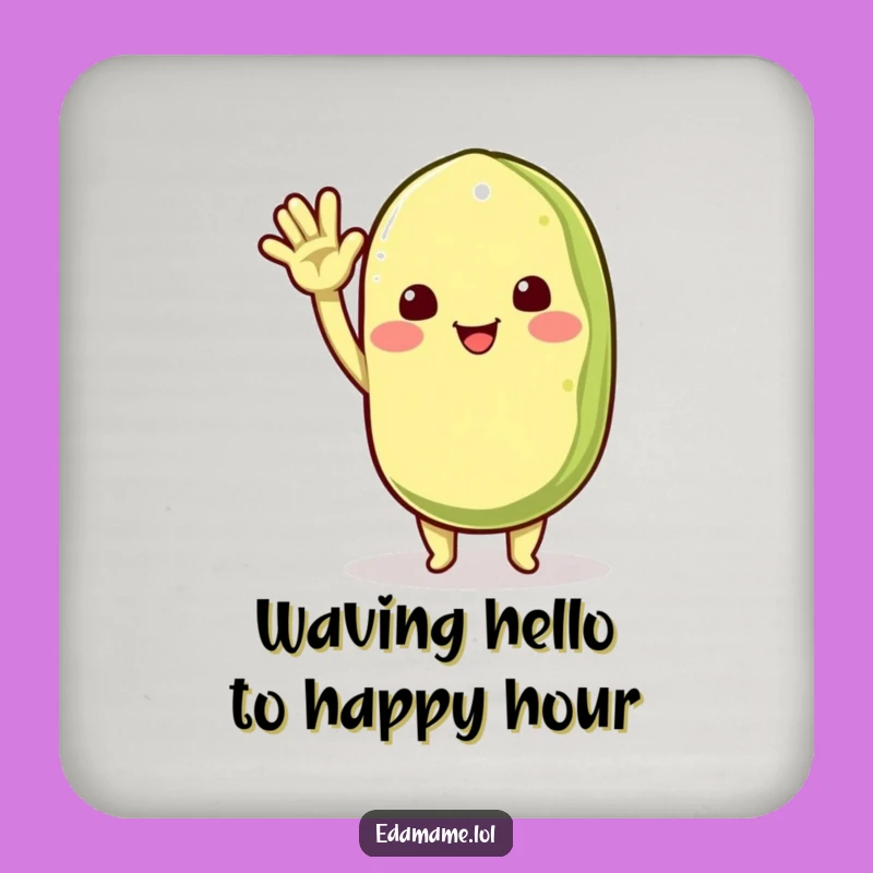 Funny Edamame Waving Coaster: Serve Drinks with Enthusiastic Flair