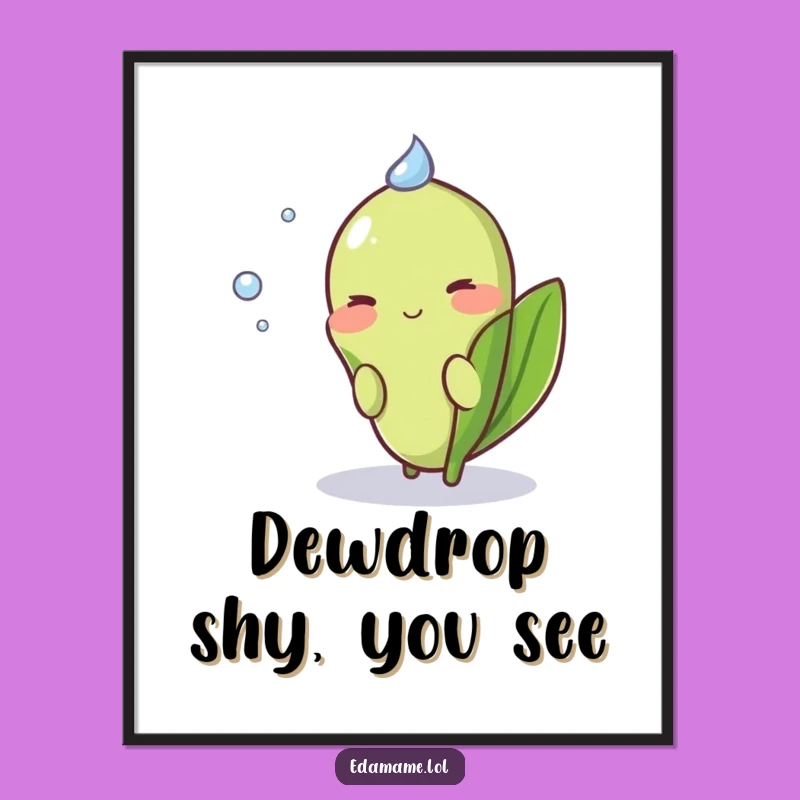 Funny Shy Edamame Poster: Decorate with Bashfulness and Adorable Humor