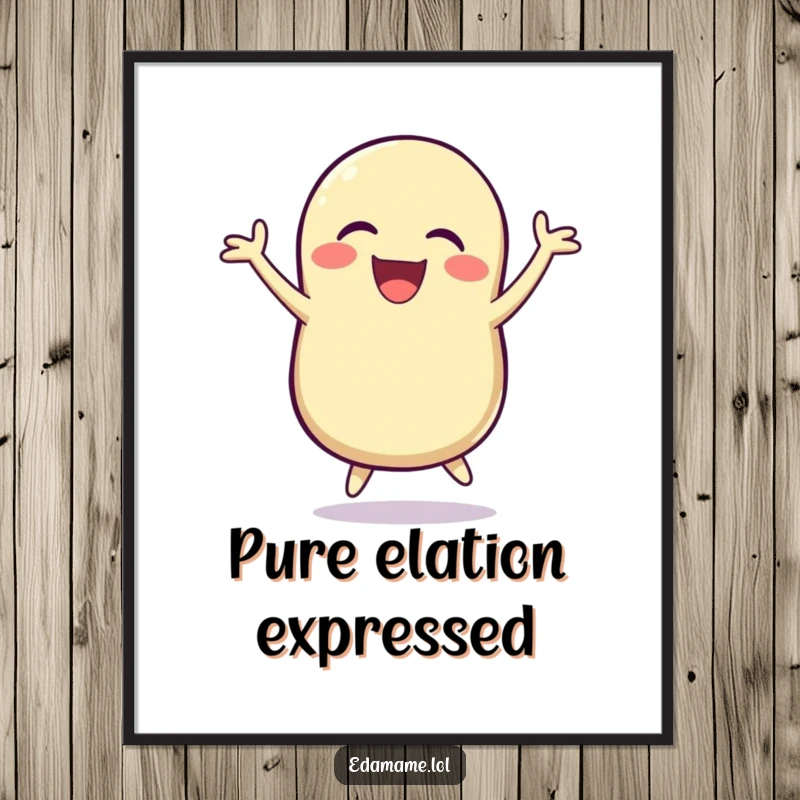 Funny Poster: A laughing bean pod jumps joyfully, adding a humorous and energetic touch to any space.