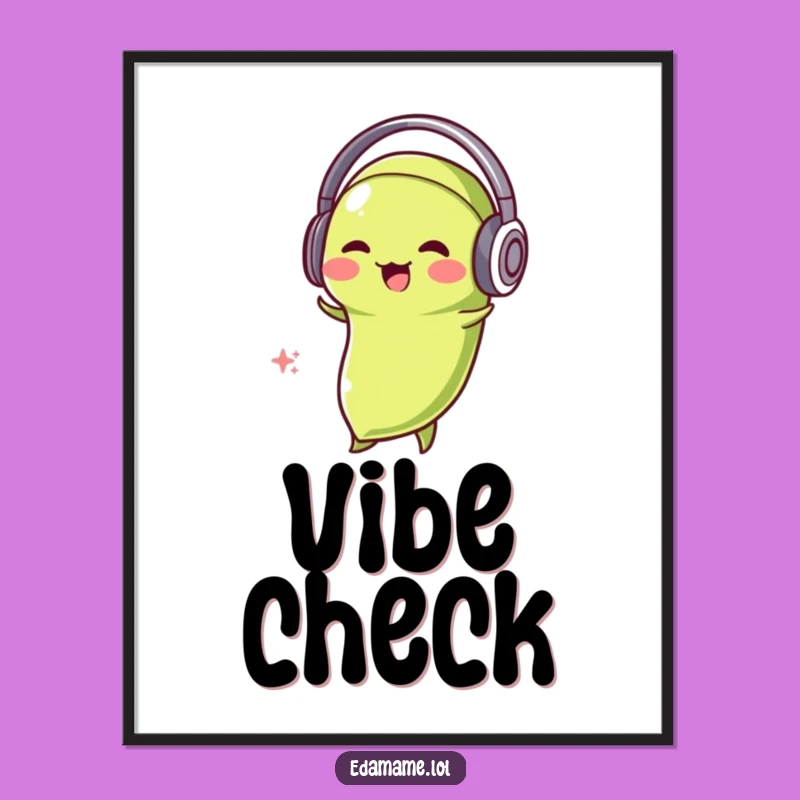 Funny Edamame DJ Poster: Bobbing Head Bean Art, Hilarious Wall Decor, Perfect Gift