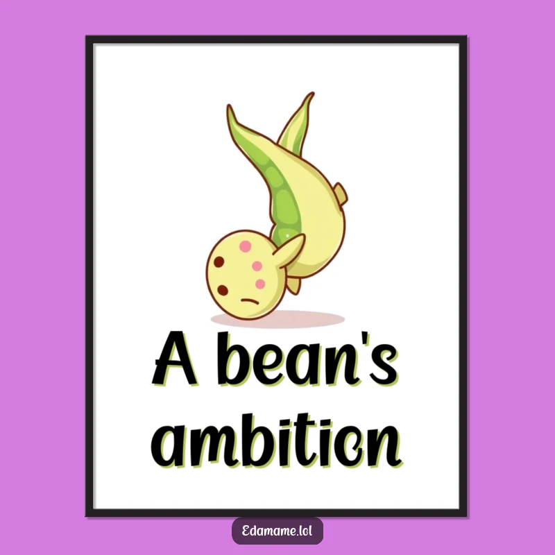 Funny Edamame Somersault Poster: Energetic Bean Wall Art