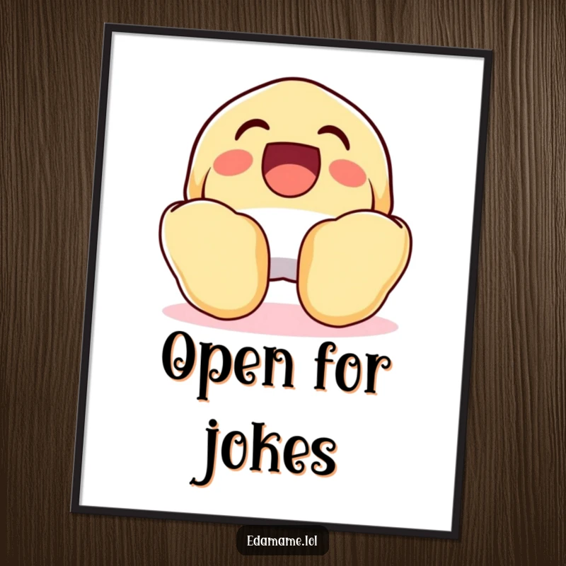 Funny Laughing Fortune Cookie Poster, wide open and jovial, a piece of art that brings smiles.