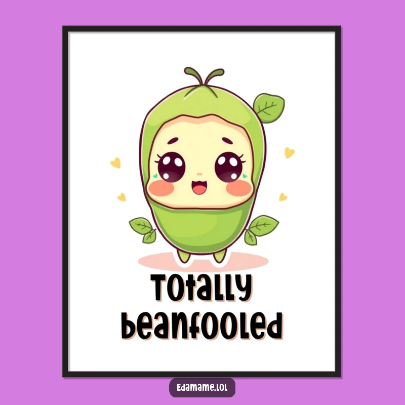Funny Surprised Edamame Poster - Artistic Wide-Eyed Bean Wall Decor Gift