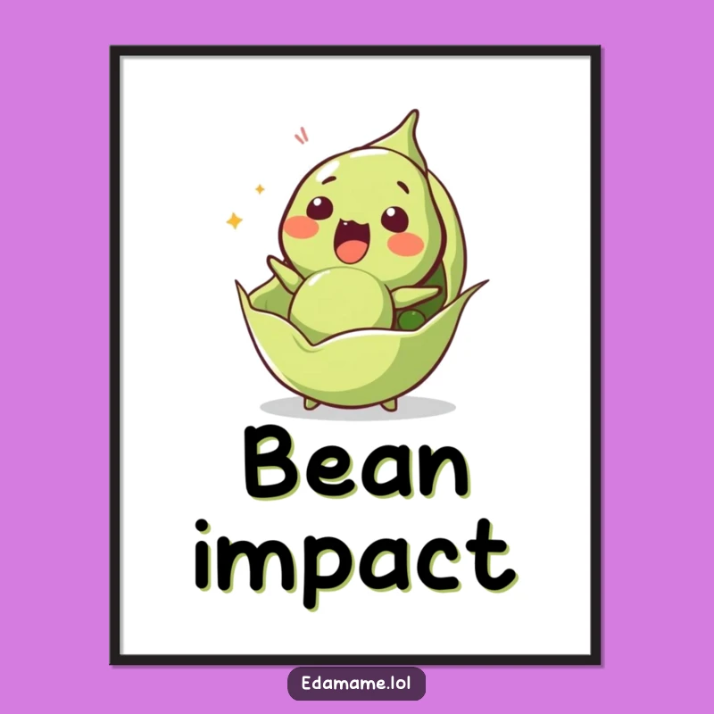 Funny Surprised Edamame Poster - Shocking Bean Launch Art for a Dramatic Wall