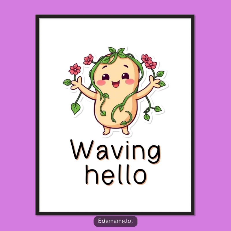 Funny Vine Arms Bean Poster: Decorate With This Cheerful Character Art