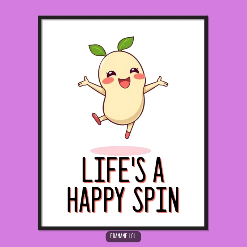 Funny Cartwheeling Edamame Bean Poster - Energetic Wall Art