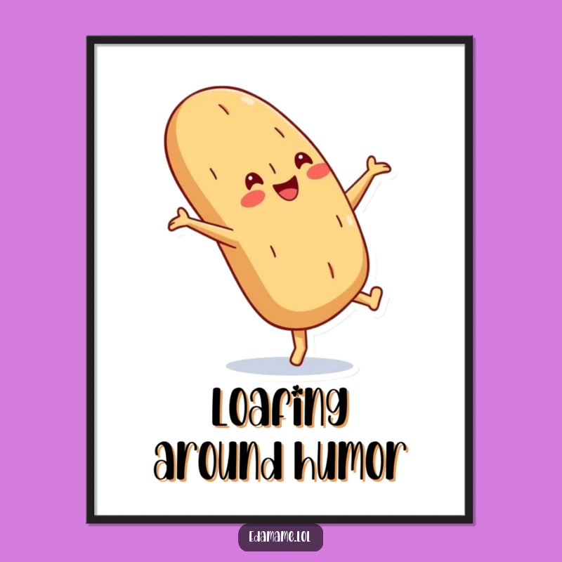 Funny Baguette Cartwheel Poster: Crusty Smile Art, Cool Funny Gift!