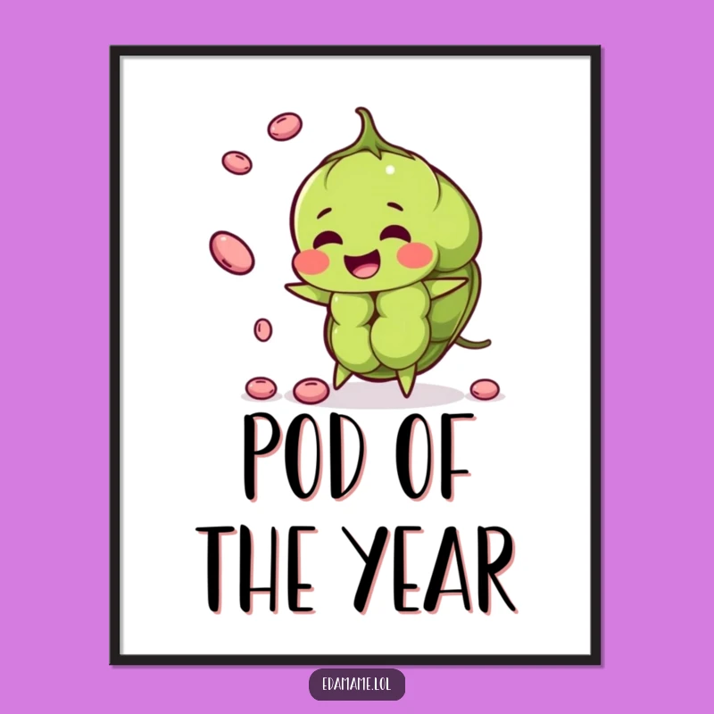 Funny Edamame Juggler Poster - Hilarious Healthy Food Art Print for Kitchen Decor