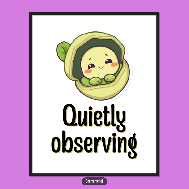 Funny Shy Edamame Bean Poster - Gentle Wall Art for Sweet Spaces