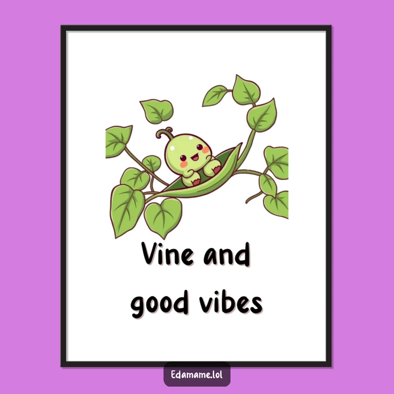 Funny Pea Pod Vine Slide Poster - Whimsical Rolling Green Art for a Cheerful Home Gift