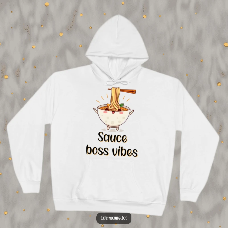 Funny Ramen Bowl Hoodie with Dancing Noodles, Ideal for Cozying Up with a Bowl of Fun