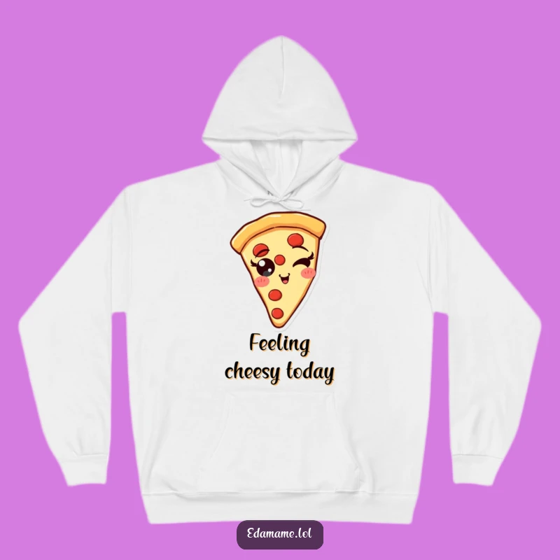 Funny Pizza Slice Wink Hoodie: Cozy Cheesy Comfort, Ideal Funny Gift!