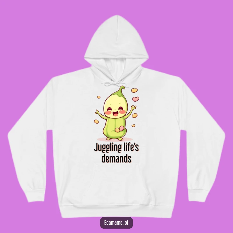 Funny Happy Edamame Juggler Hoodie - Cozy Joyful Character, Warm Funny Gift for Fans