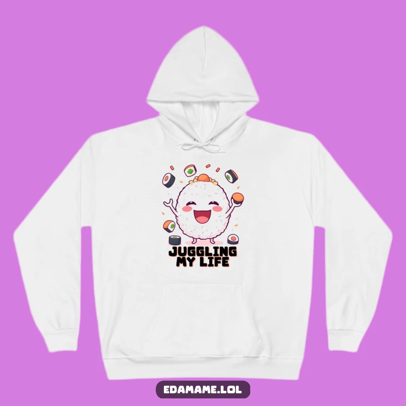 Funny Sushi Juggling Rice Ball Hoodie: Cozy Up with Delicious Humor