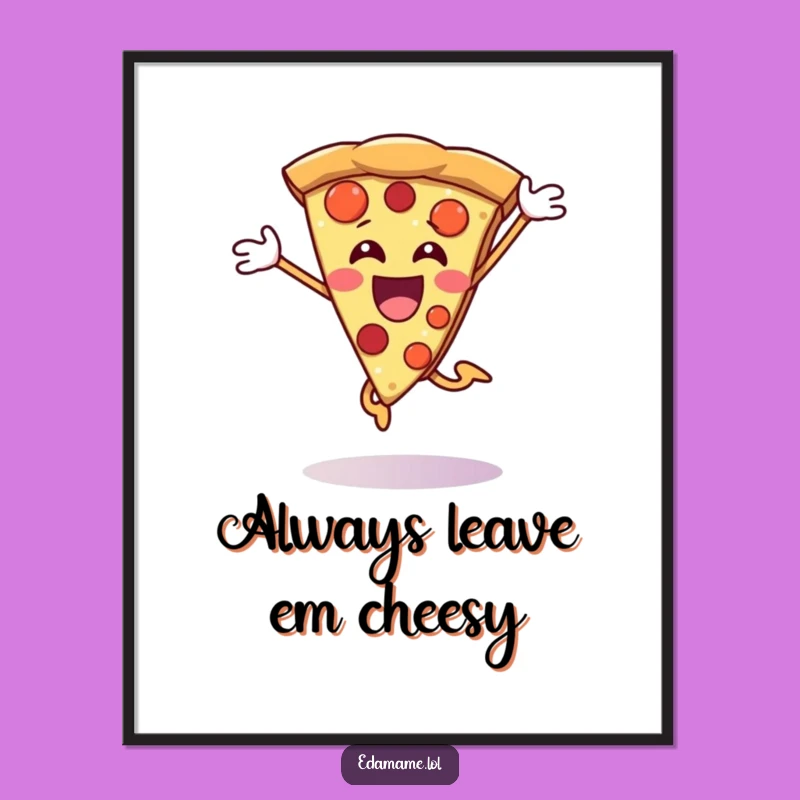 Funny Free Printable Wall Art: Jumping Pizza Slice, Joyful Downloadable Decor for Foodies