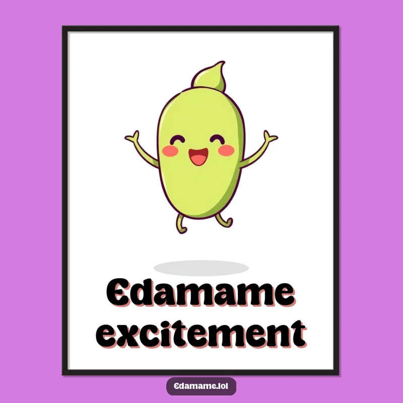 Free Printable Wall Art: Edamame Jump - Funny DIY Downloadable Decor Sticker