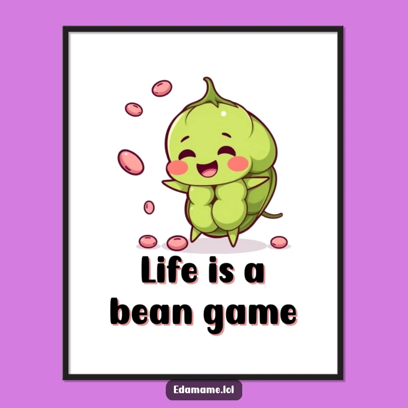 Free Printable Edamame Juggling Wall Art - Funny Downloadable Decor for Kitchen Lovers