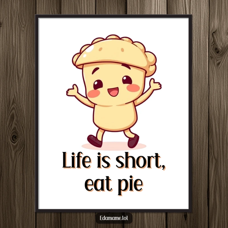 Funny Free Printable Wall Art: A pie character merrily dances, bringing a sense of fun and sweetness to any room.