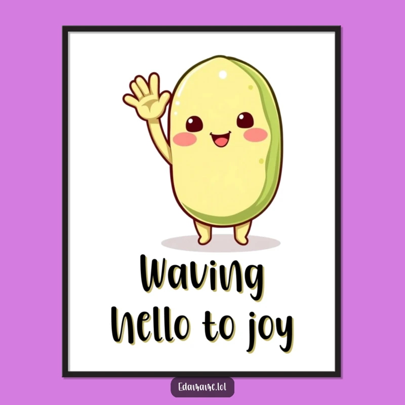 Free Printable Wall Art: Edamame Waving Funny Downloadable Art