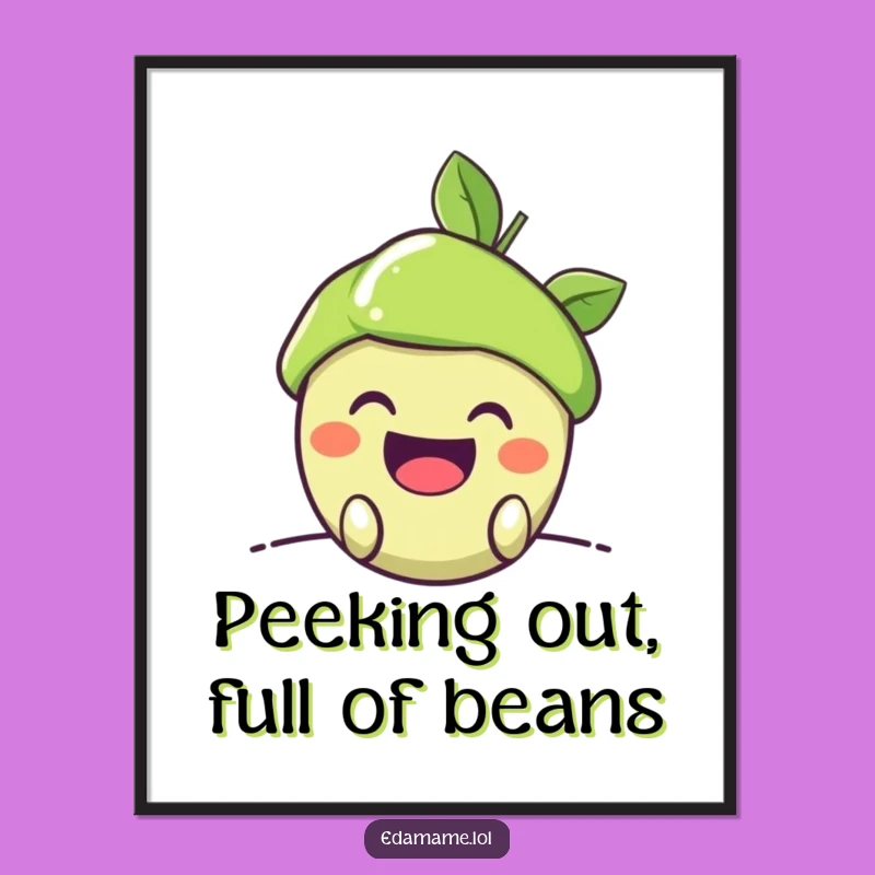 Free Printable Wall Art: Mischievous Edamame Grin Funny Decor Downloadable