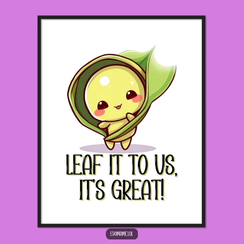 Free Printable Wall Art: Playful Edamame Pod, Whimsical Humor Downloadable Poster