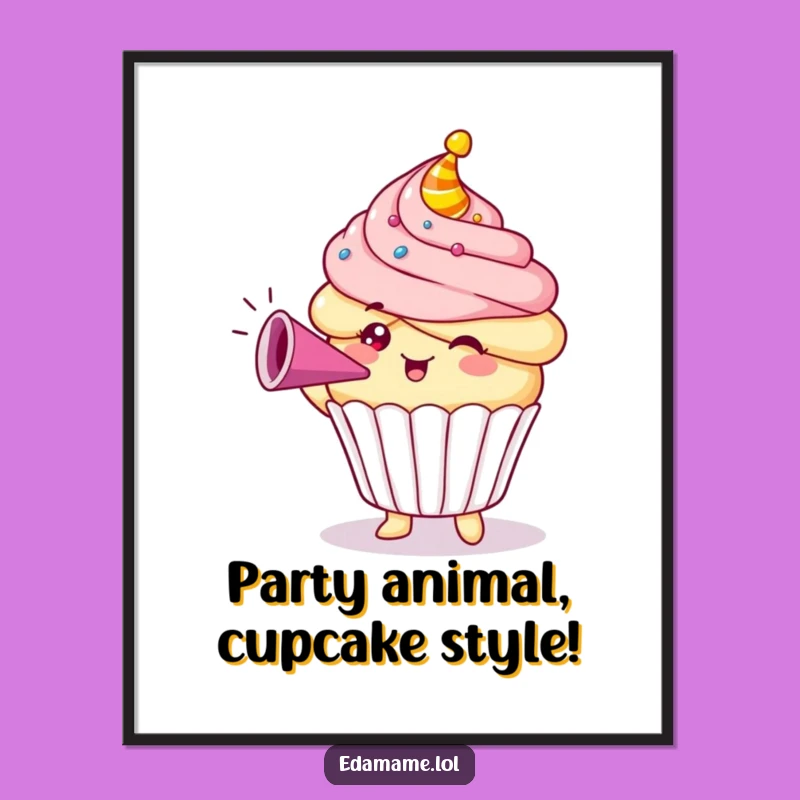 Funny Free Printable Wall Art: Cupcake Horn Blower, Whimsical Downloadable Decor for Your Space