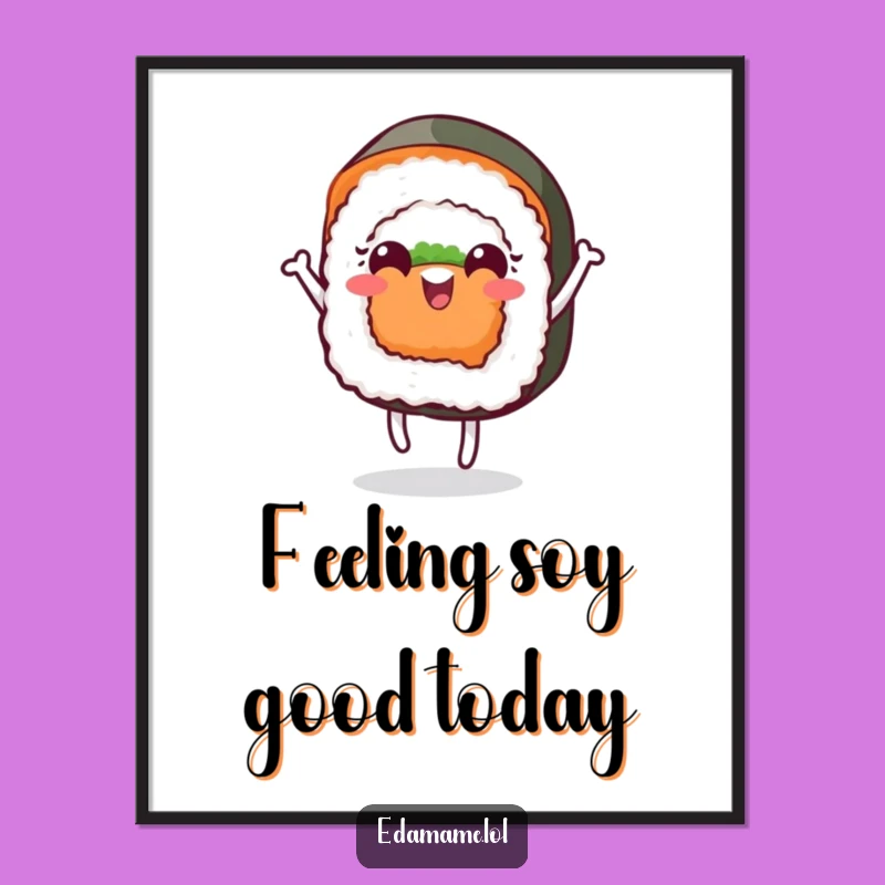 Funny Free Printable Wall Art: Dancing Sushi Roll, Playful Downloadable Art