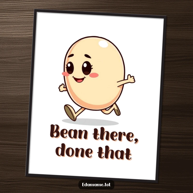 Funny Free Printable Wall Art: A smiling bean with a determined expression running powerfully, symbolizing drive and ambition.
