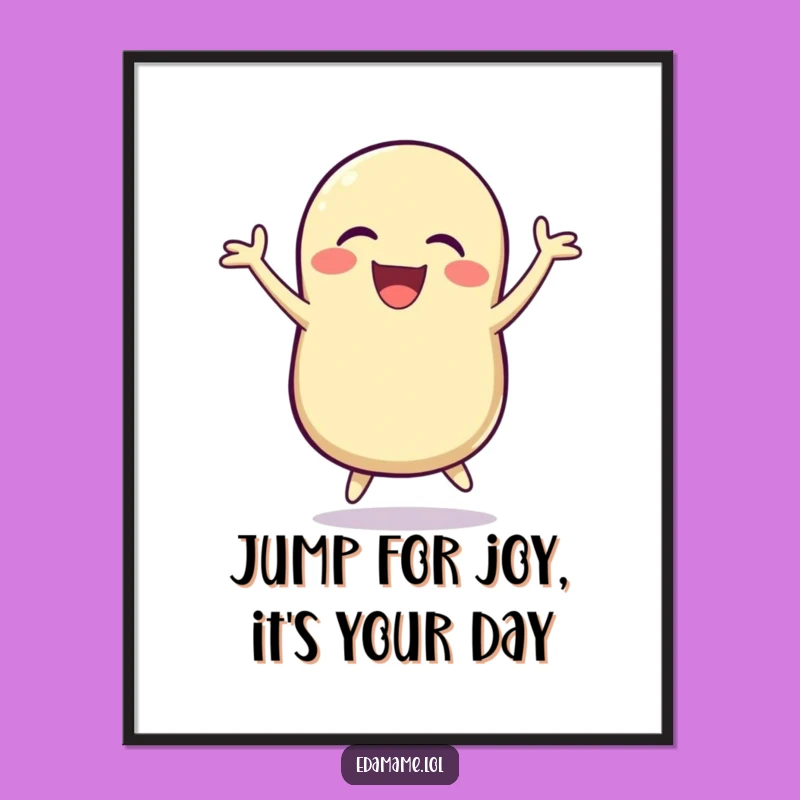 Funny Free Printable Wall Art: Laughing Bean Pod Jumping, Quirky Downloadable Decor for a Happy Home