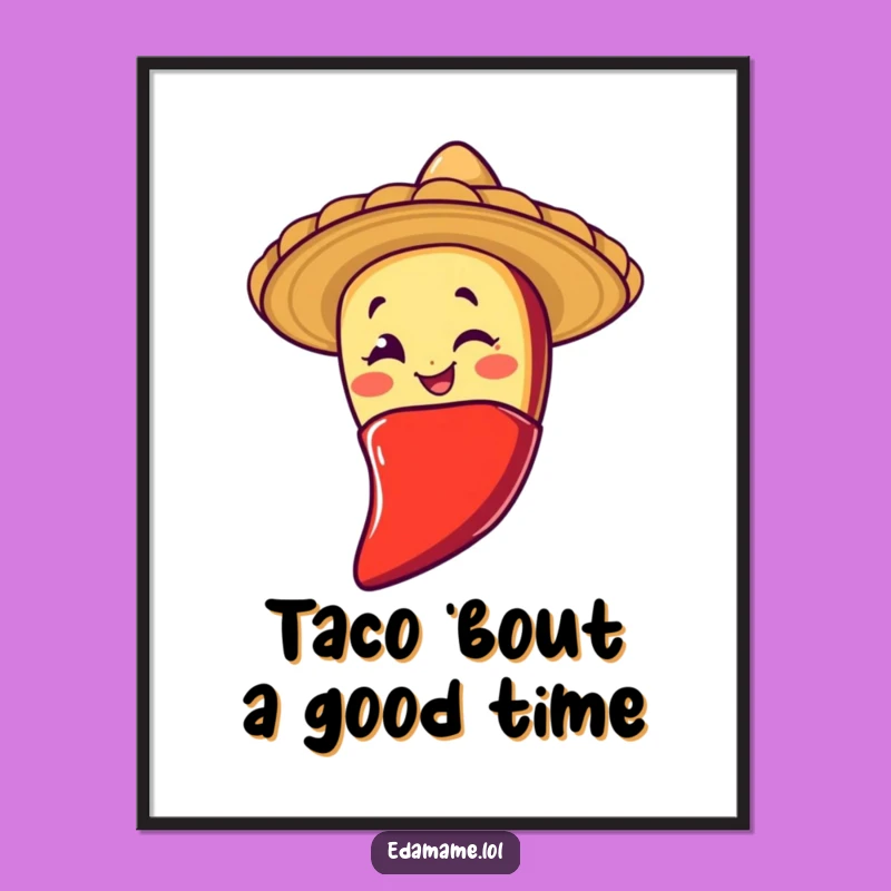 Funny Free Printable Wall Art: Sliding Taco, Playful Downloadable Art