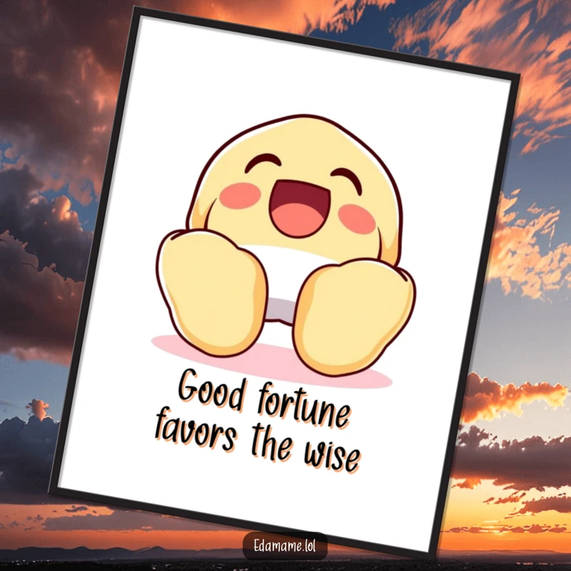 Funny Free Printable Wall Art: A laughing fortune cookie with a wide-open mouth and comical lines.