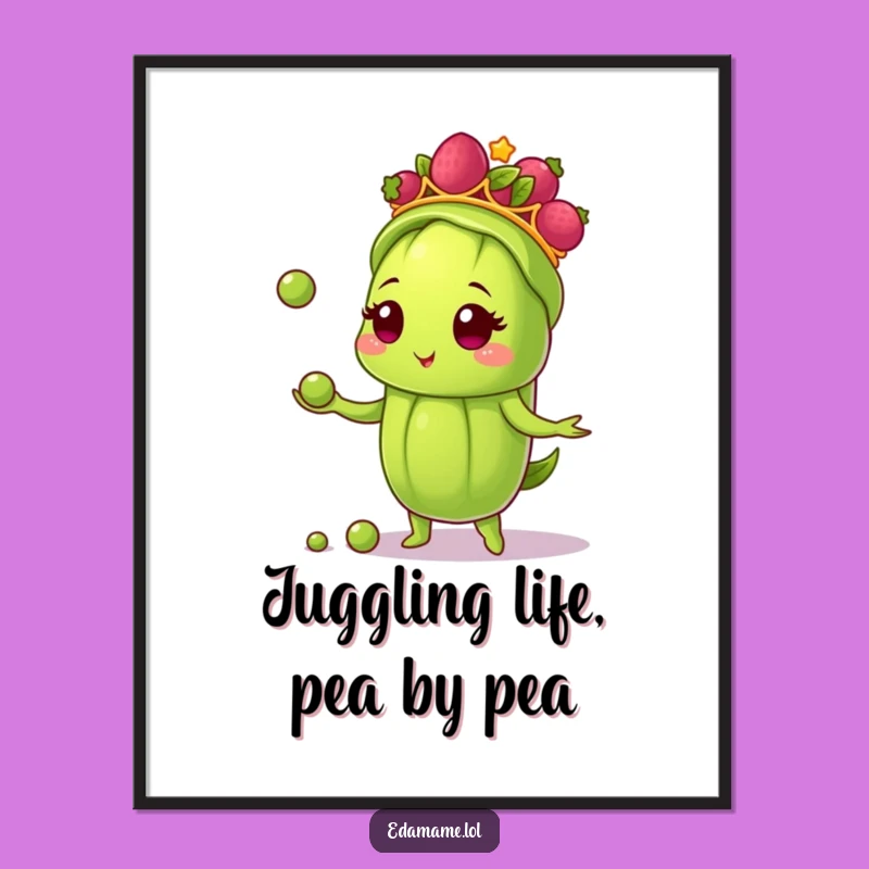 Amusing Free Printable Wall Art: Juggling Edamame Whimsy - Downloadable Decor
