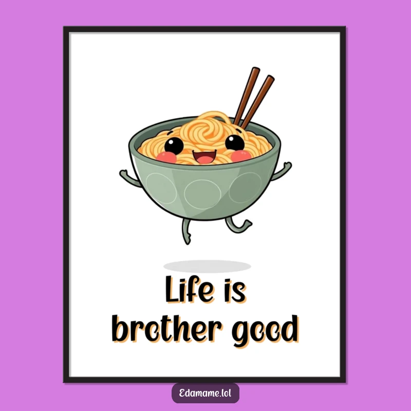Funny Free Printable Wall Art: Skipping Ramen Bowl, Playful Downloadable Art