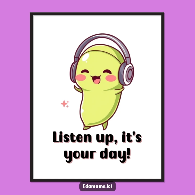 Free Printable Wall Art: Bobbing Edamame Head Art - Funny Downloadable Decor Gift