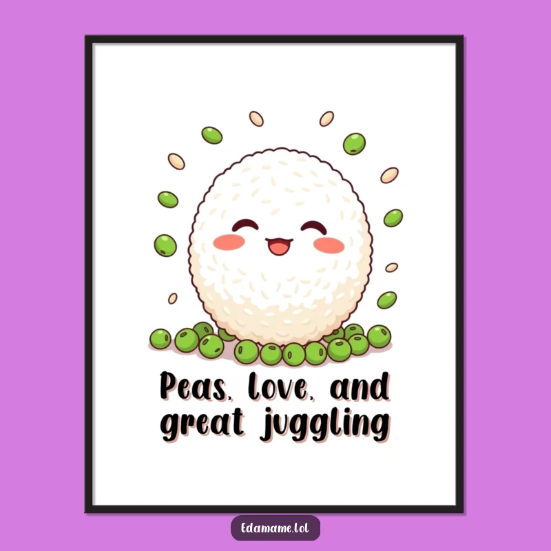 Free Printable Wall Art: Juggling Rice Ball - Funny & Playful Downloadable Decor for Your Home