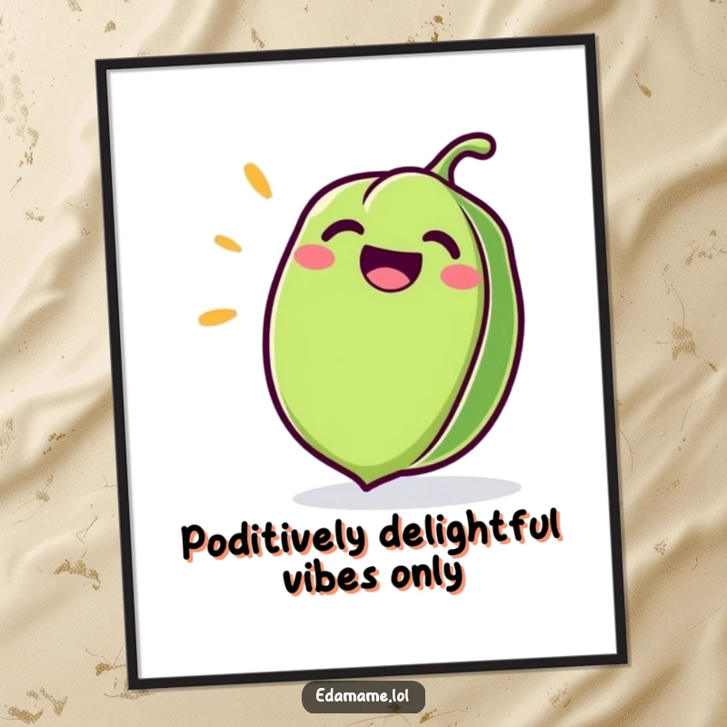 Funny Free Printable Wall Art of a giggling edamame pod, radiating pure happiness and playful energy for your decor.