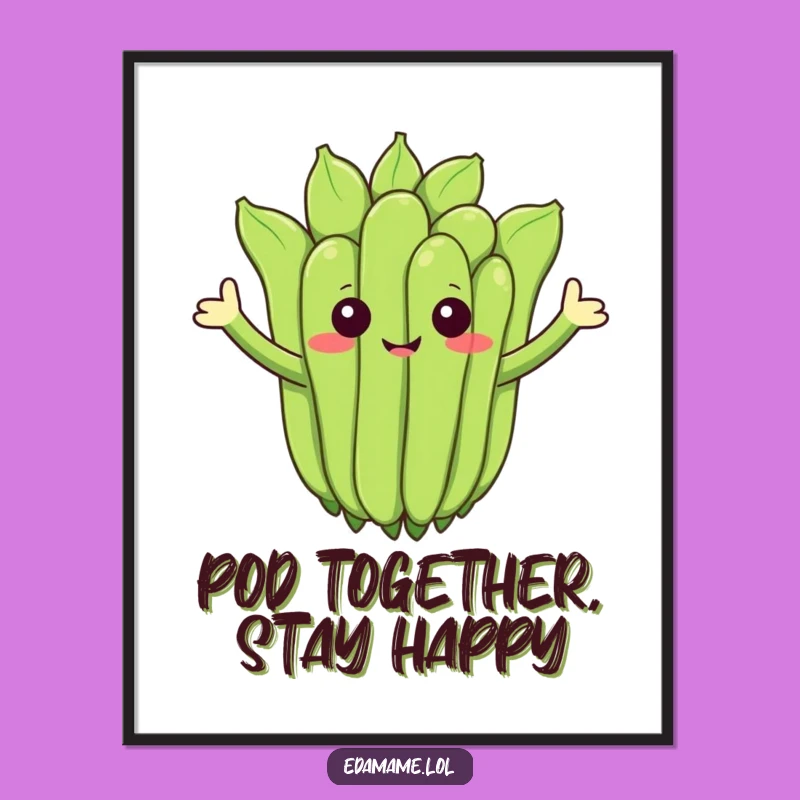 Funny Free Printable Wall Art: Waving Edamame Cluster Humorous Downloadable Decor