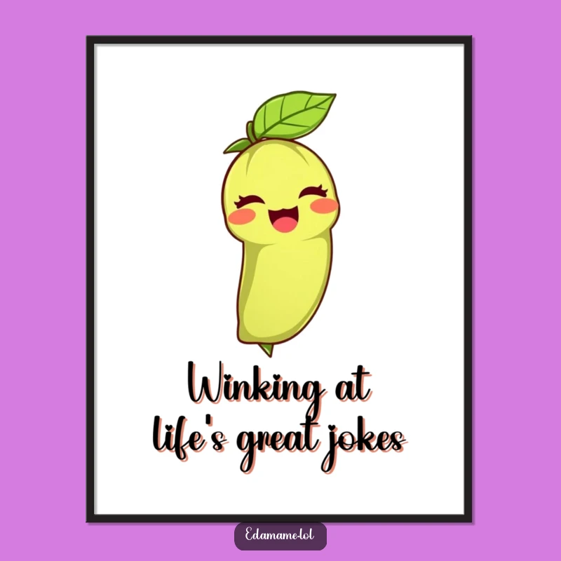 Charming Free Printable Wall Art: Edamame's Joyful Wink - Downloadable Decor