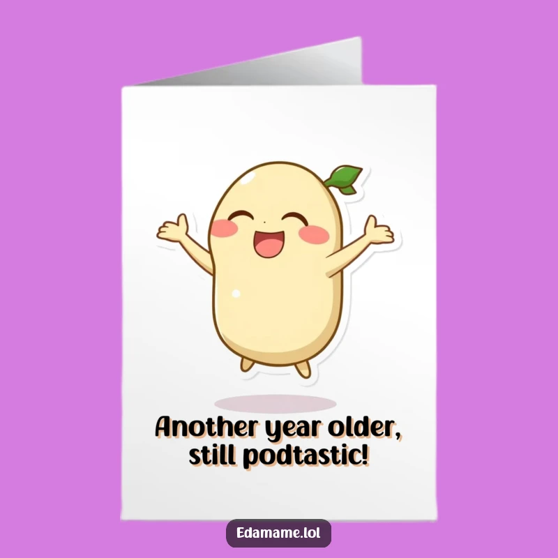Funny Free Printable Edamame Birthday Card: Silly Jump for a Laughable Celebration