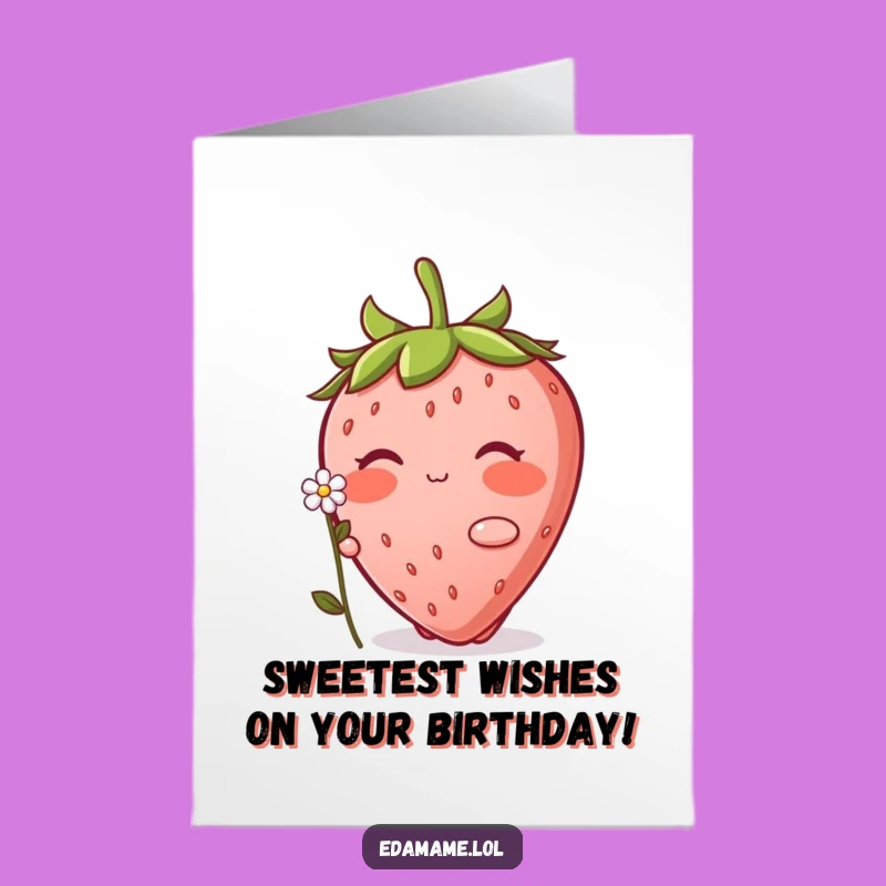 Free Printable Birthday Card: Blushing Strawberry - Sweet & Funny Downloadable Gift for a Special Day