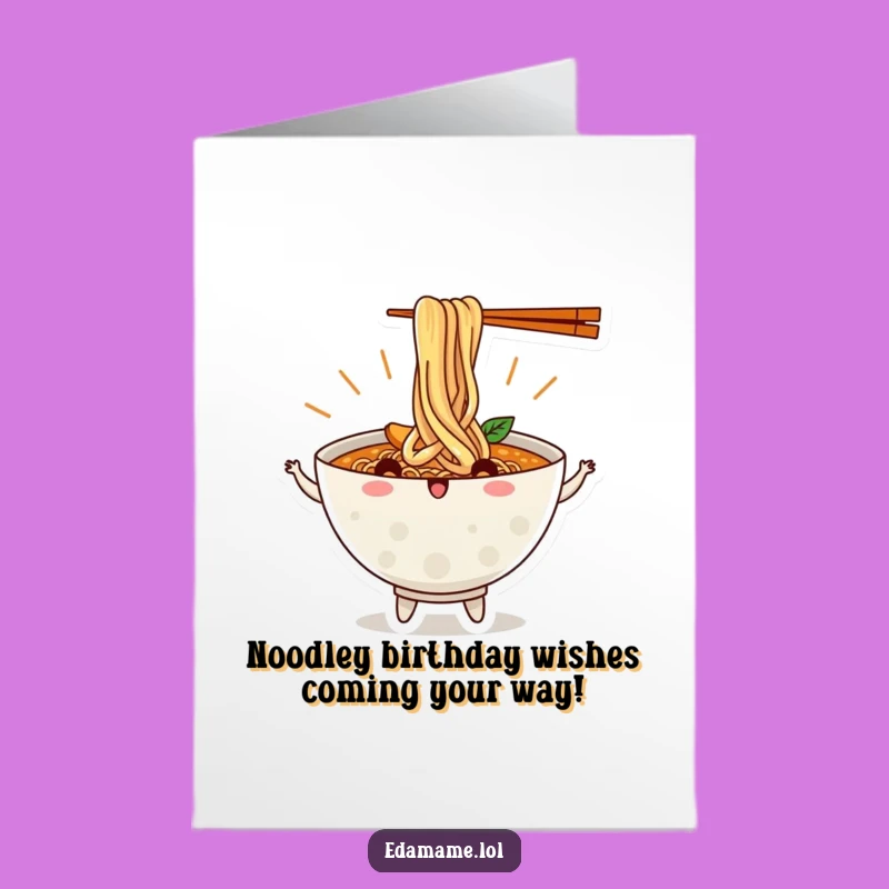 Free Printable Birthday Card: Dancing Ramen Bowl Funny Downloadable Gift for Foodies