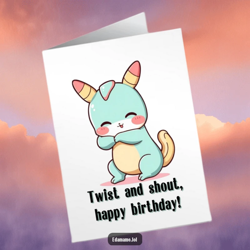 Funny Free Printable Birthday Card: A flexible churro strikes a silly, bendy pose, wishing you a happy birthday.