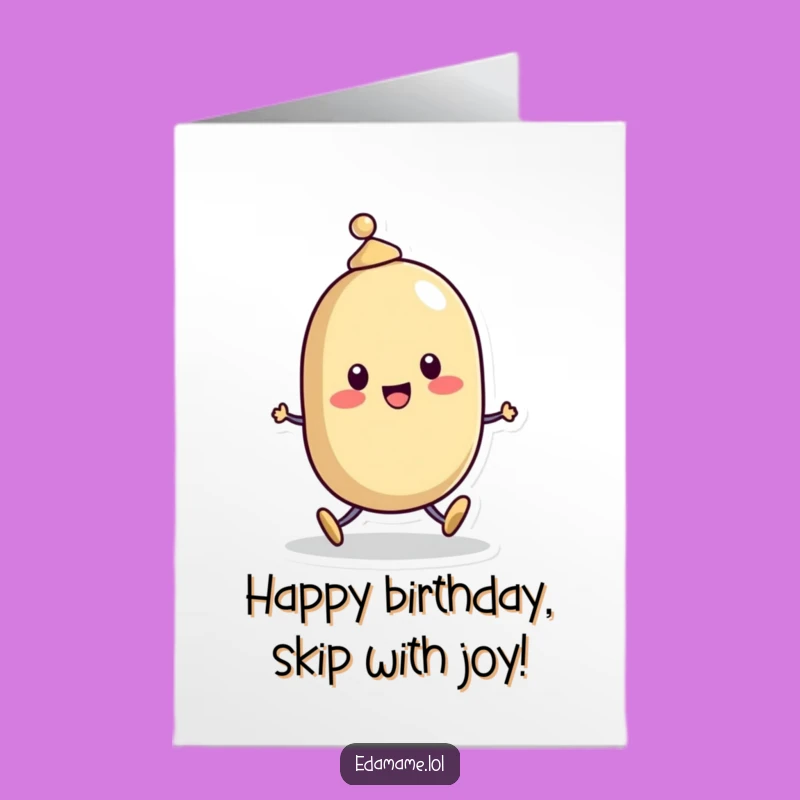 Free Printable Birthday Card: Skippy Bean Hat Happy Funny Downloadable