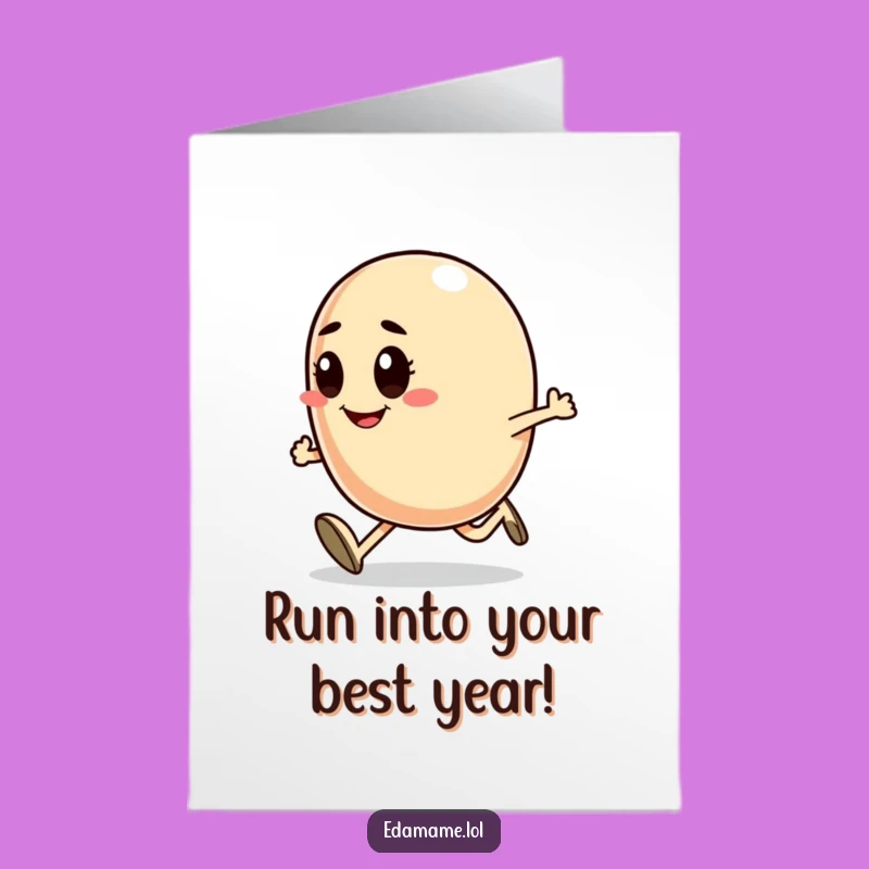 Free Printable Birthday Card: Determined Bean Runner Funny Downloadable Gift for Him